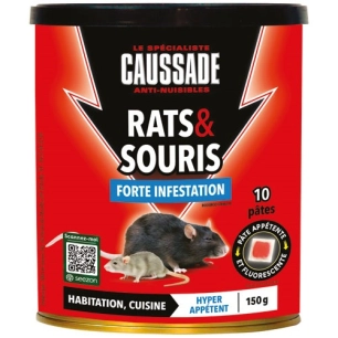 souris rats pâte appât forte infestation 150g - caussade