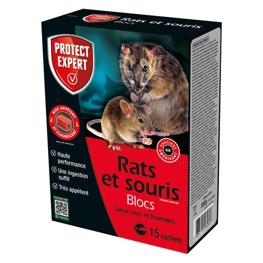 rats souris 15 blocs x20g - protect expert