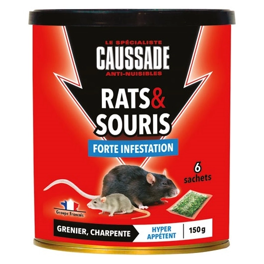 rats souris céréales forte infestation 150g - caussade