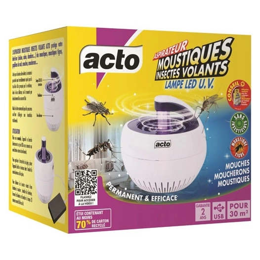 aspirateur moustiques insectes volants lampe led u.v. - acto
