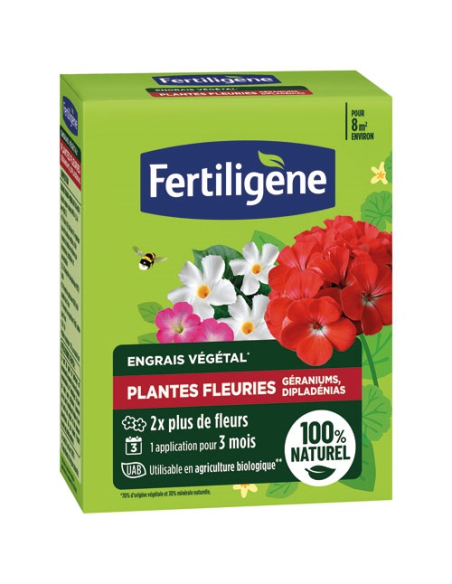 engrais plantes fleuries géraniums dipladénias uab 650g - fertiligene