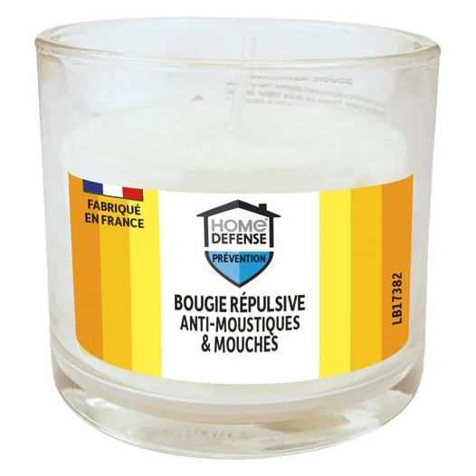 bougie répulsive anti-moustiques et anti-mouches 90 gr - home defense