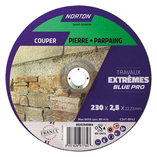 disque à tronçonner moyeu déporté extr. matériaux 230x2.5x22 - norton