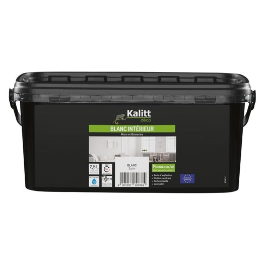 kalitt mur et plafond monocouche acrylique blanc satin 2.5 l - kalitt deco