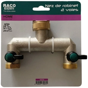 nez de robinet laiton 2 voies larges 20 x 27 mm - raco expert