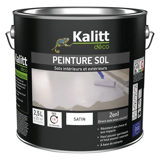 peinture sol satin 2.5 l blanc pur - kalitt deco