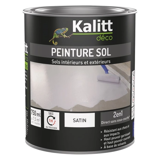 peinture sol satin 0.75 l gris argenté - kalitt deco