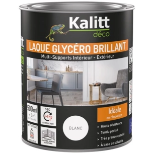 peinture laque glycéro brillant 0.5 l blanc - kalitt deco