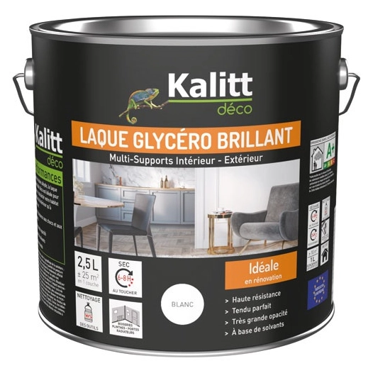 peinture laque glycéro brillant 2.5 l blanc - kalitt deco