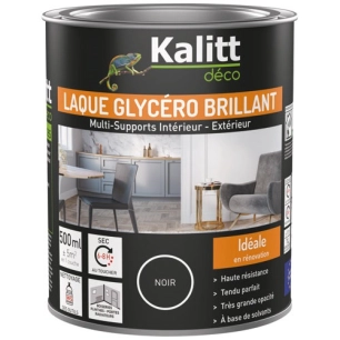 peinture laque glycéro brillant 0.5 l noir - kalitt deco