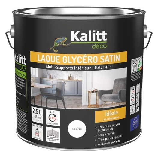 peinture laque glycéro satin 2.5 l blanc - kalitt deco