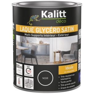 peinture laque glycéro satin 0.5 l noir - kalitt deco