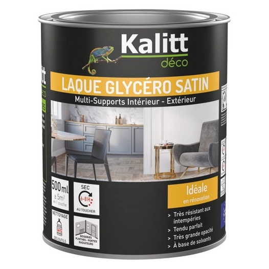 peinture laque glycéro satin 0.5 l blanc crème - kalitt deco