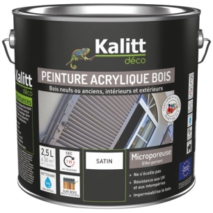 peinture acrylique bois satin 2.5 l blanc - kalitt deco