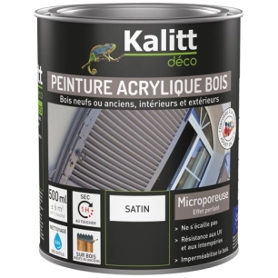 peinture acrylique bois satin 0.5 l gris anthracite - kalitt deco