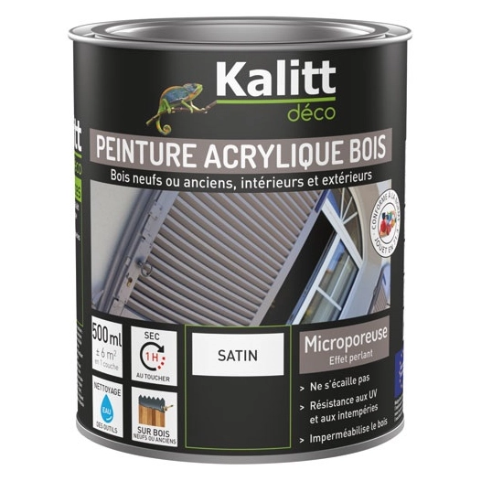peinture acrylique bois satin 0.5 l lilas - kalitt deco