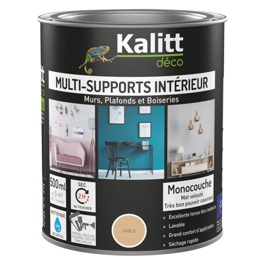 peinture acrylique multi-supports mat 0.5 l sable - kalitt deco