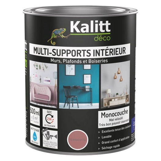 peinture acrylique multi-supports mat 0.5 l terracotta - kalitt deco