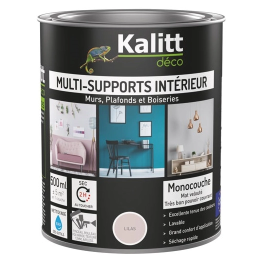 peinture acrylique multi-supports mat 0.5 l lilas - kalitt deco
