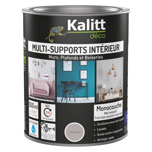 peinture acrylique multi-supports mat 0.5 l lavandin - kalitt deco