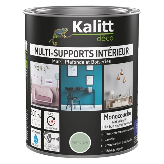 peinture acrylique multi-supports mat 0.5 l vert d'eau - kalitt deco