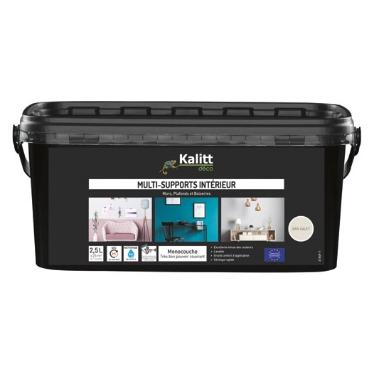 peinture acrylique multi-supports mat 2.5 l gris galet - kalitt deco