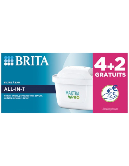 Brita Maxtra Pro All-in-1 Pack 6 Filtres Filtration avancée et économique pour eau du robinet - Brita