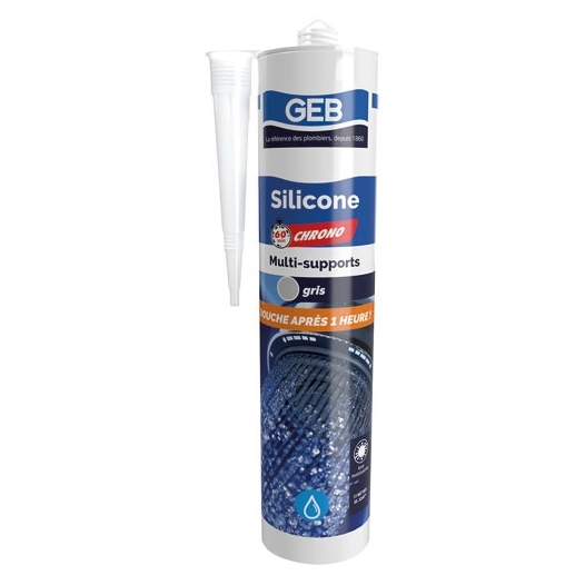 mastic silicone 60 min chrono gris 280 ml - geb
