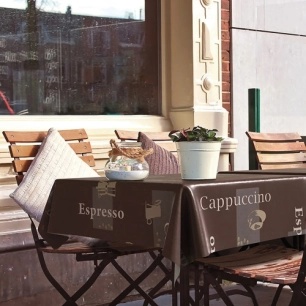 nappe manhattan cappuccino choco ronde 150 cm - d-c-fix