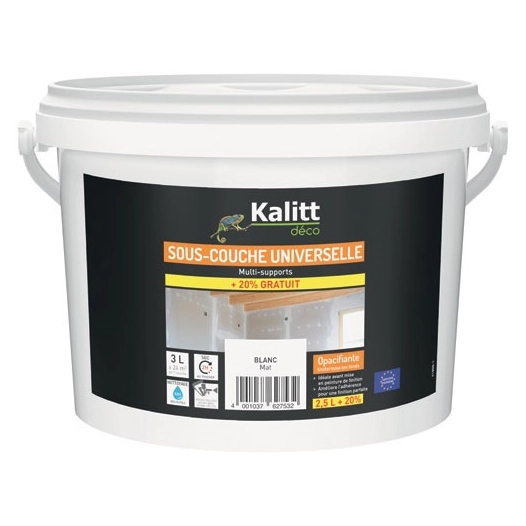 peinture sous couche universelle 2.5 l + 0.5 l blanc - kalitt deco