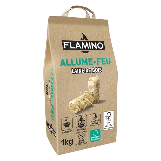 allume feu laine de bois x 1 kg - flamino