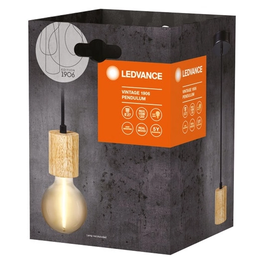 1906 suspension vintage cylinder bois e27 - ledvance