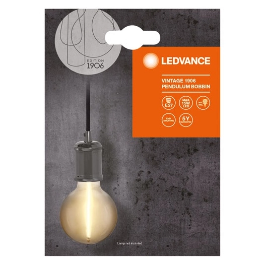 1906 suspension vintage e27 bobbin gris métallique - ledvance