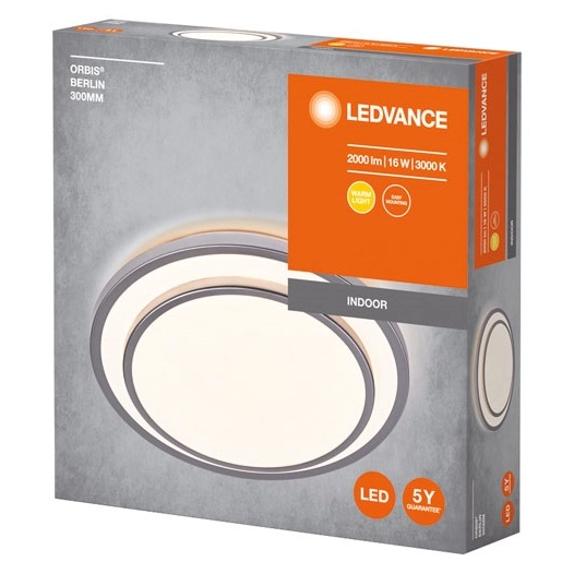 plafonnier orbis berlin 300 mm 16 w chaud argent - ledvance