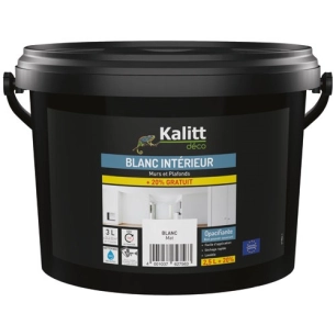 peinture murs et plafonds monocouche satin 10 + 2 l blanc - kalitt deco