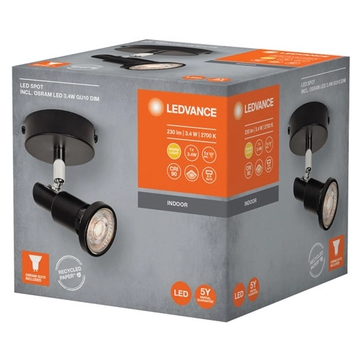 spot led gu10 3 w chaud noir - ledvance