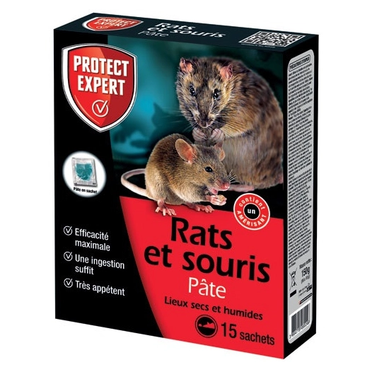 rats souris pâte 15 sachets de 10g - protect expert