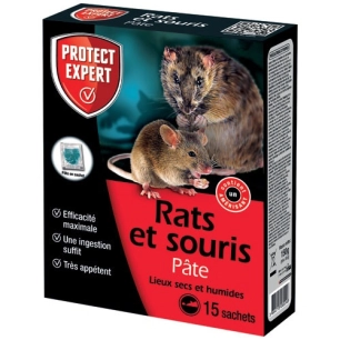rats souris pâte 15 sachets de 10g - protect expert