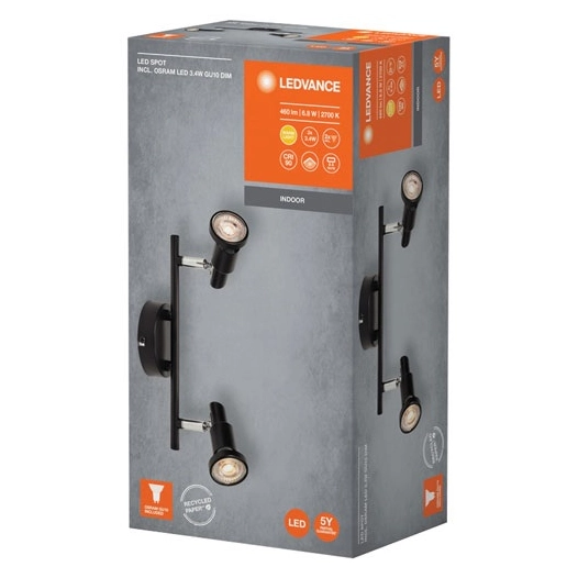 spot led gu10 2x3 w chaud noir inclinable - ledvance