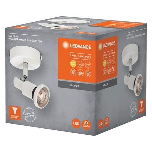 spot led gu10 1x3 w chaud blanc inclinable - ledvance