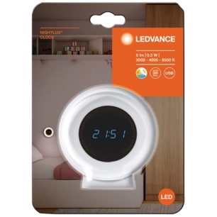 horloge nightlux clock rechargeable avec veilleuse blanc - ledvance