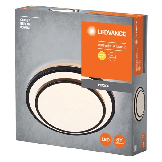 plafonnier orbis berlin 300 mm 16 w chaud noir - ledvance