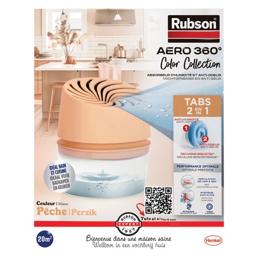 absorbeur aéro 360° 20m² collection couleur pêche - rubson