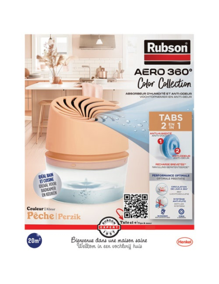 absorbeur aéro 360° 20m² collection couleur pêche - rubson
