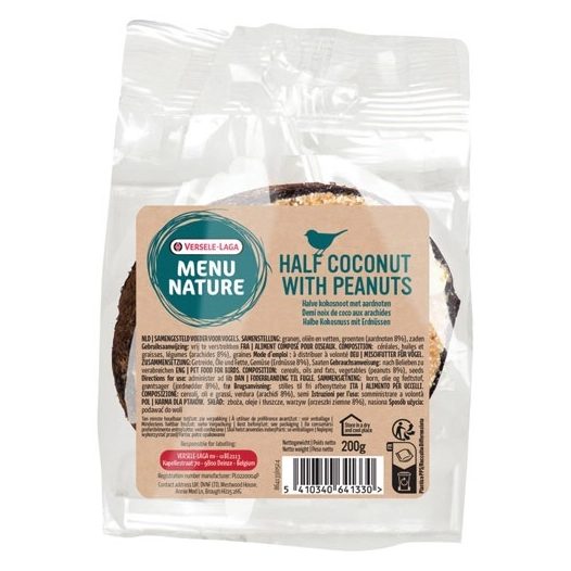 menu nature demi noix de coco aux arachides 200 g - versele laga