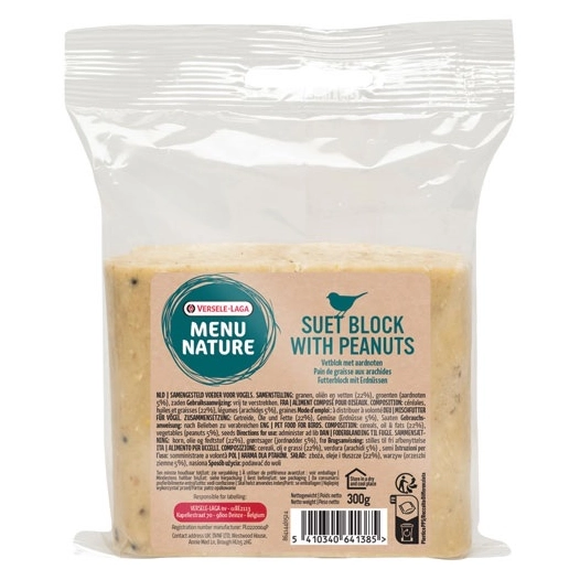 menu nature pain de graisse aux arachides 300 g - versele laga