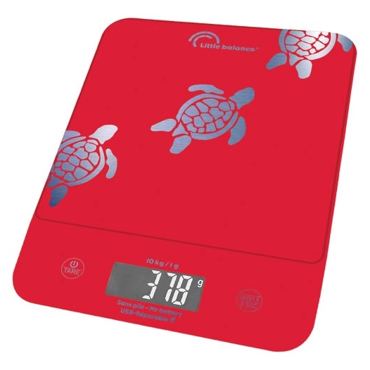 balance de cuisine 10 kg rouge & tortues - happy genius 10 usb - 8707 - little balance