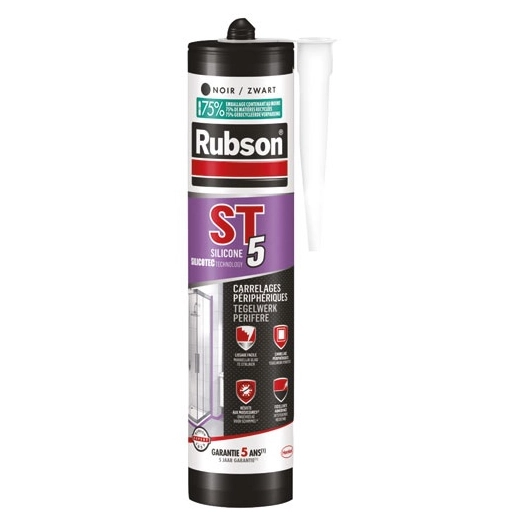 mastic silicone sanitaire multiusage noir cartouche 300 ml - rubson