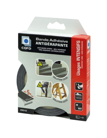 bande adhésive antidérapante noire 25 mm x 5 m - cqfd