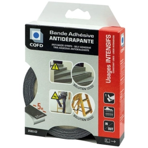 bande adhésive antidérapante noire 25 mm x 5 m - cqfd